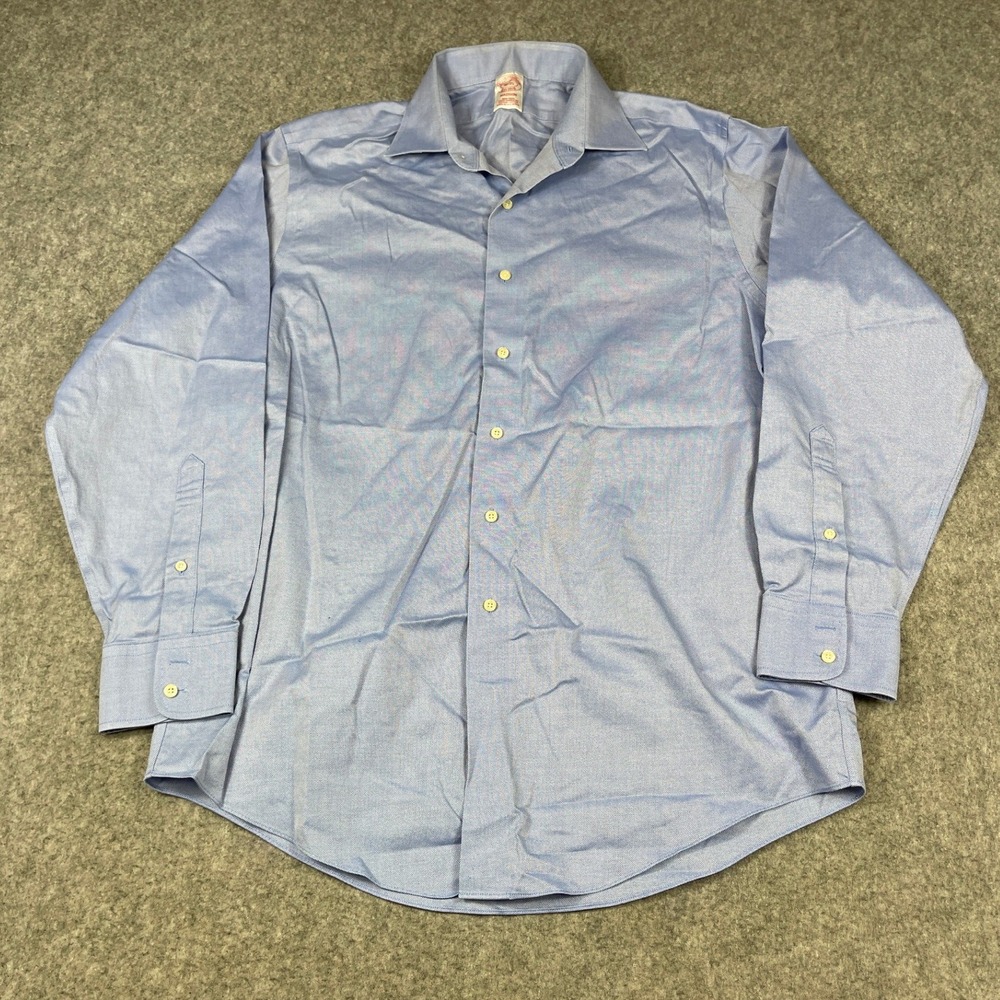 Brooks Brothers Madison Non-Iron Dress Shirt Blue Supima Cotton 16-35 Mens